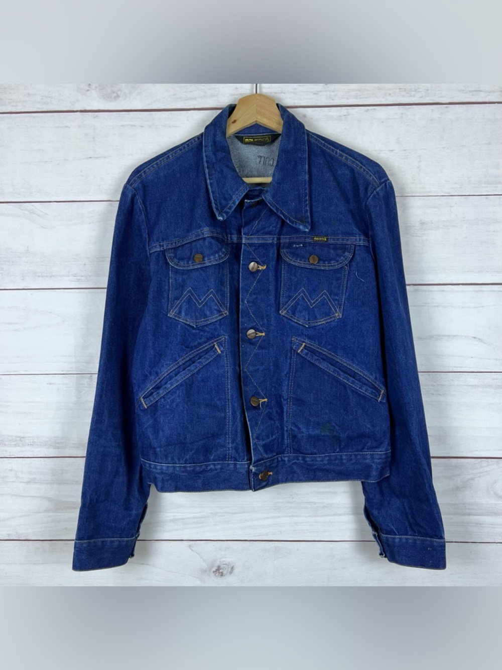 Vintage Maverick Blue Denim Trucker Jacket USA Men's Medium